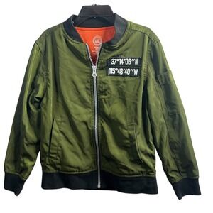 Wonder Nation Childrens Bomber Aviator Jacket‎ Green XS (4-5) Full Zip Pockets
